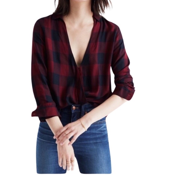 Madewell Tops - NWT MADEWELL Buffalo Plaid Crossover Top